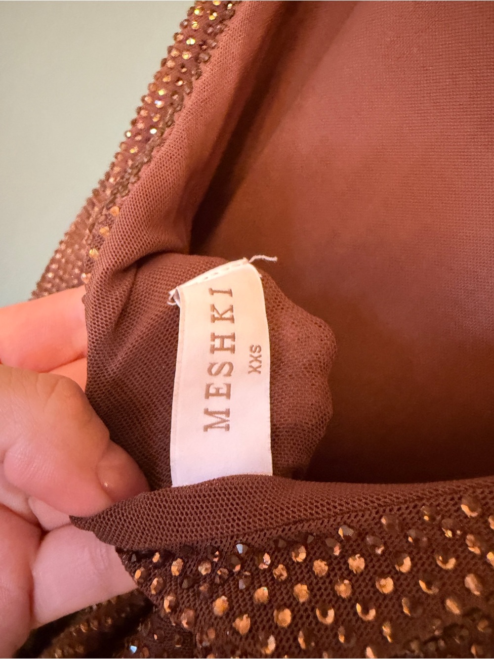 Meshki Jasmyn
Hot Fix Maxi Dress With Mesh Back Chocolate Xxs - Picture 5 of 5